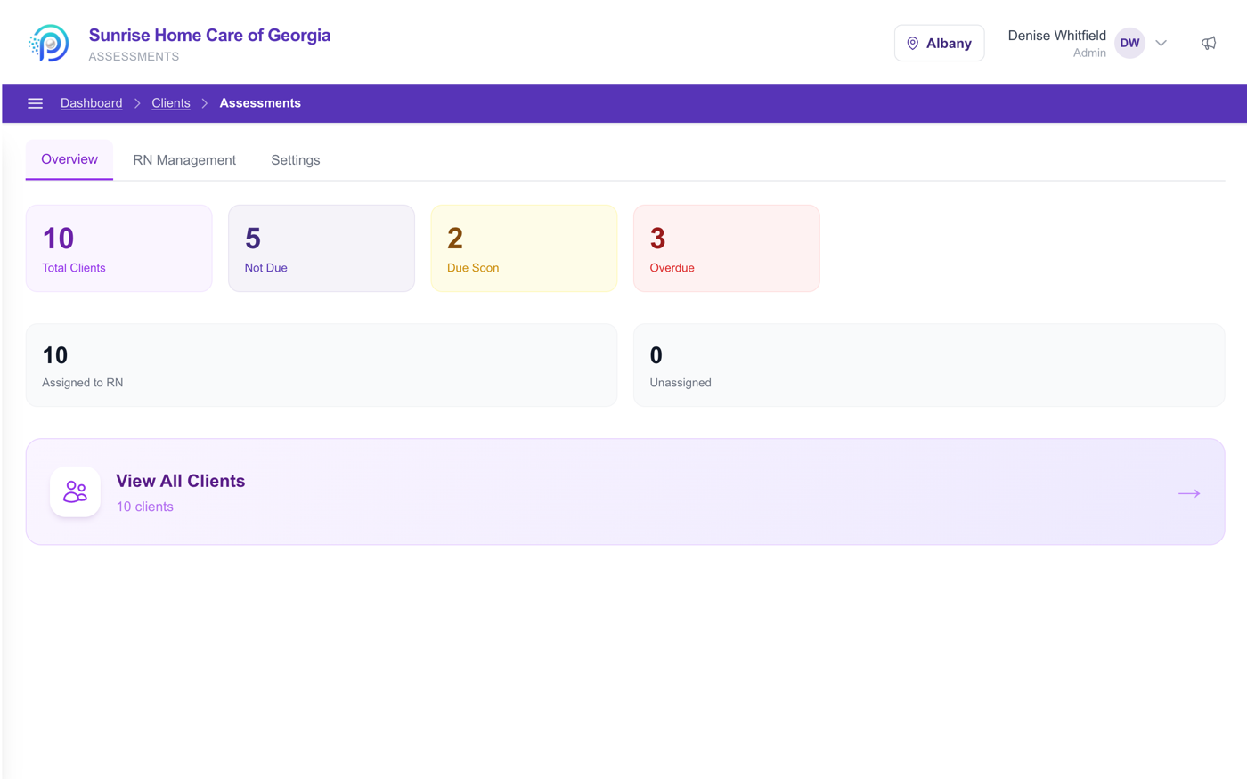 RN visit tracker with due dates